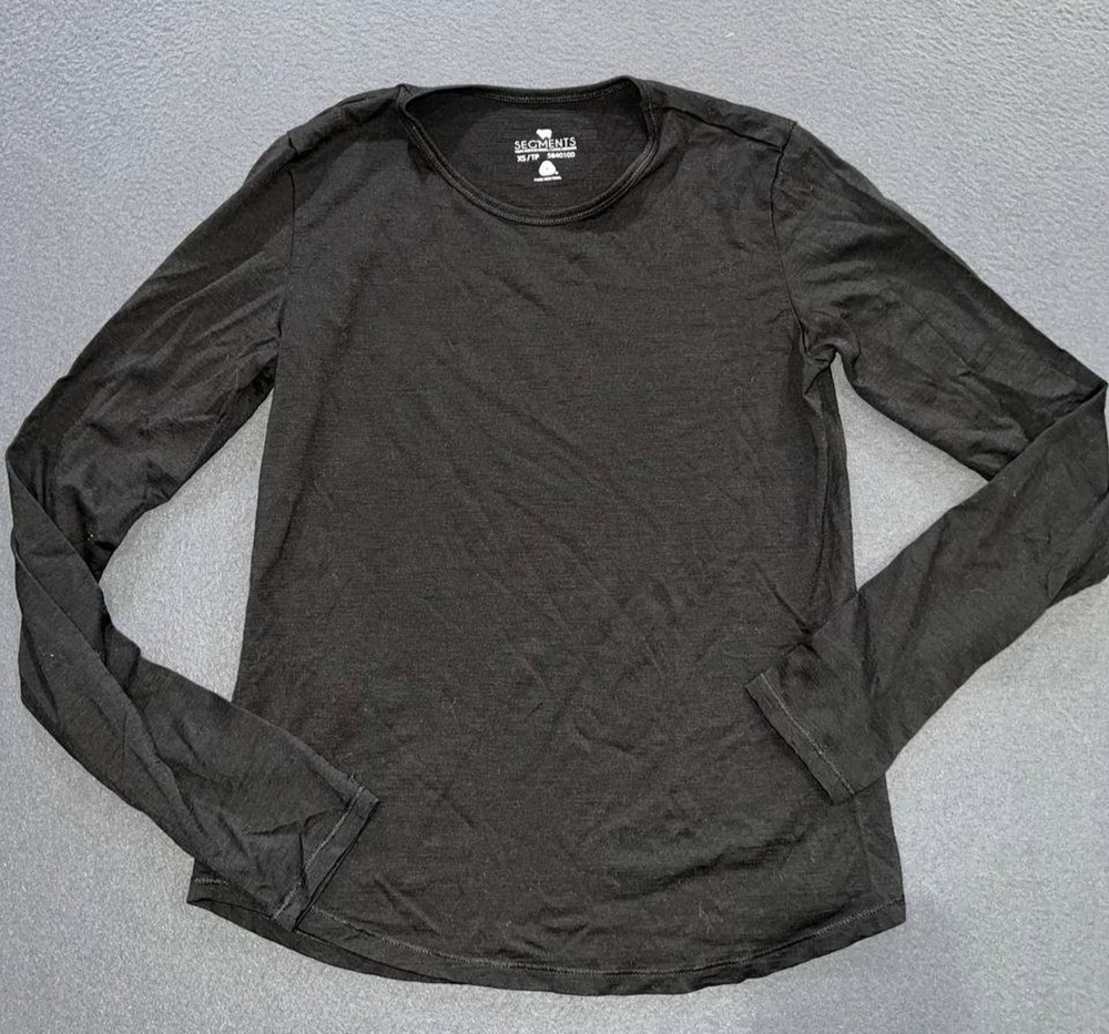Segments Women 100% Merino Wool V-Neck Long Sleeve Top Shirt XS A010174
